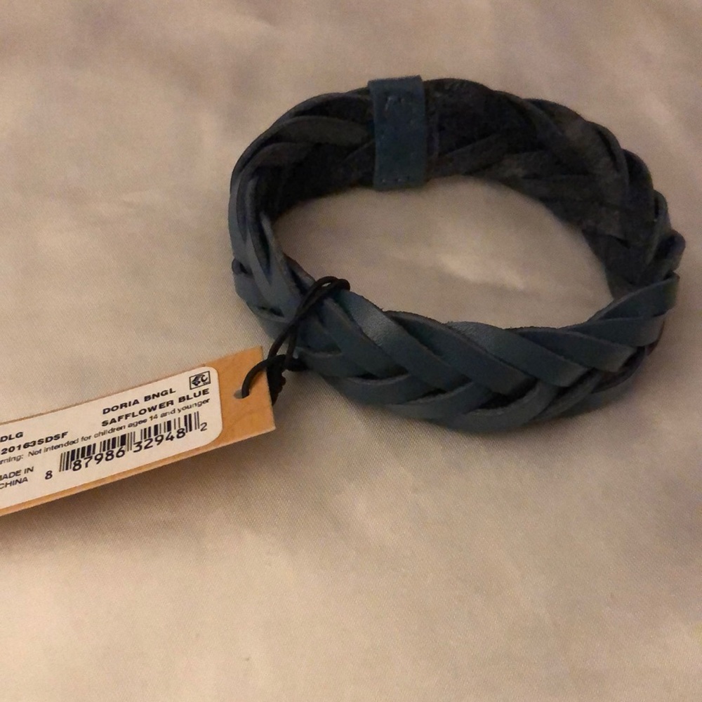 Patricia Nash Doria Braided Leather Bangle Bracelet Color Safflower Blue NWT